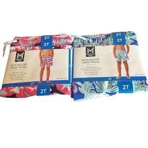 Member's Mark Boys' Resort Swim Trunk - Blue & Teal Print (2T)